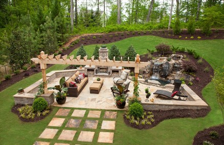 Custom Carpentry, Water Feature, Outdoor Fire Place, Hardscape