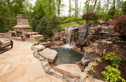 Water Feature, Outdoor Fire Place, Hardscape